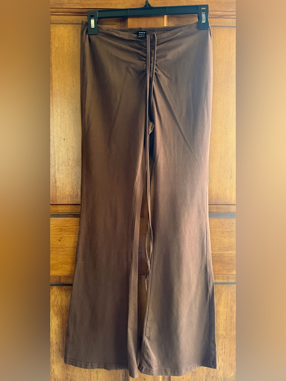 Chocolate Brown Flare Drawstring Pants